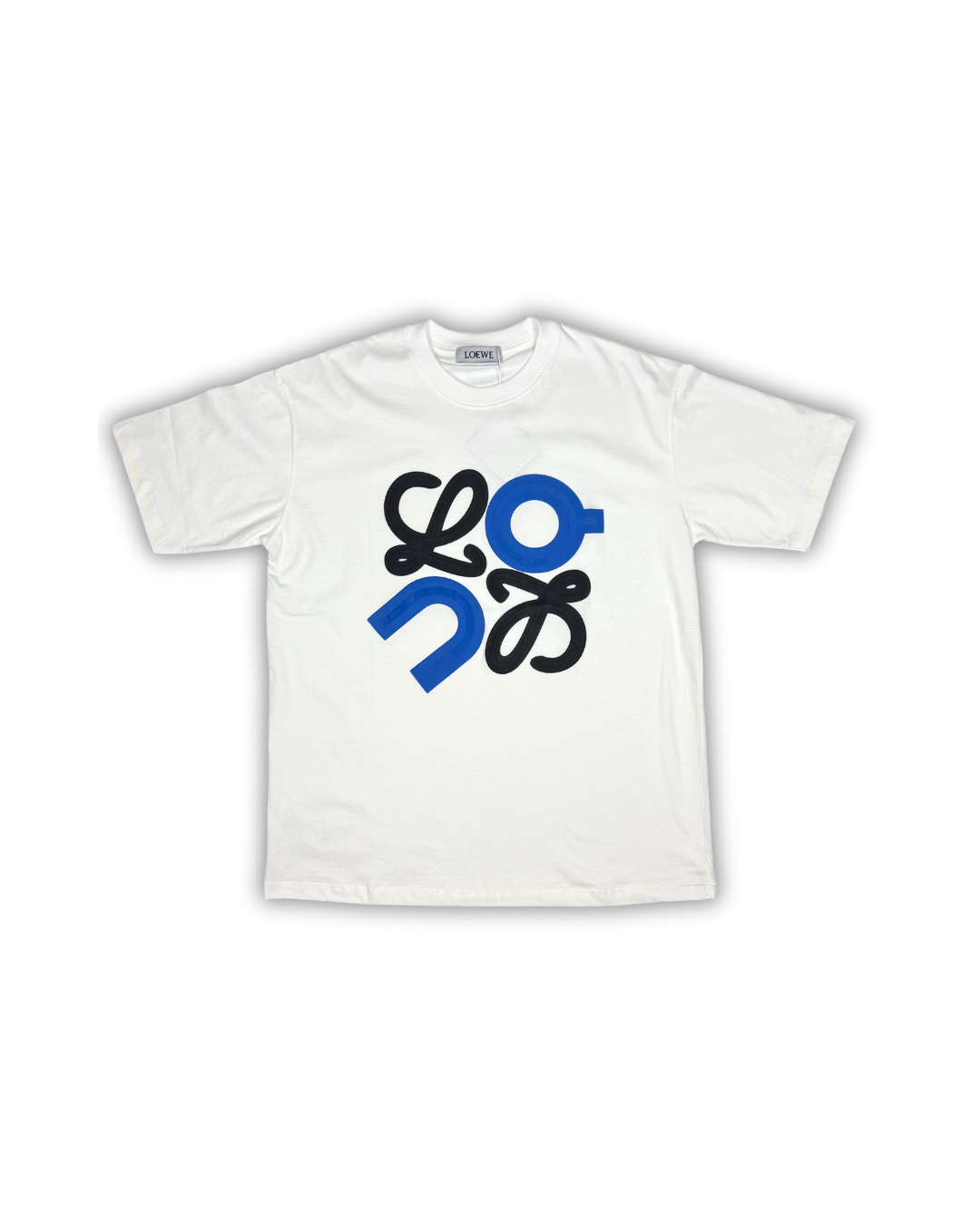 White Loewe-Inspired Graphic Logo T-Shirt