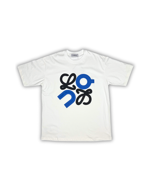 White Loewe-Inspired Graphic Logo T-Shirt