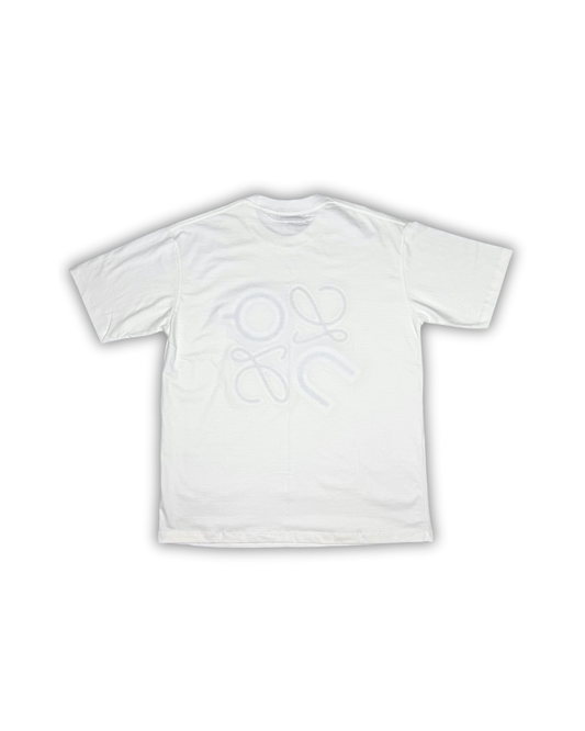 White Loewe-Inspired Graphic Logo T-Shirt