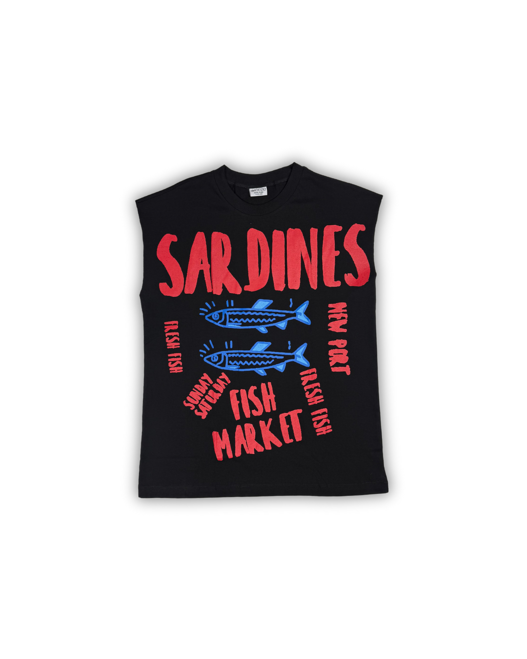 Black Sardines Fish Market Muscle Tee