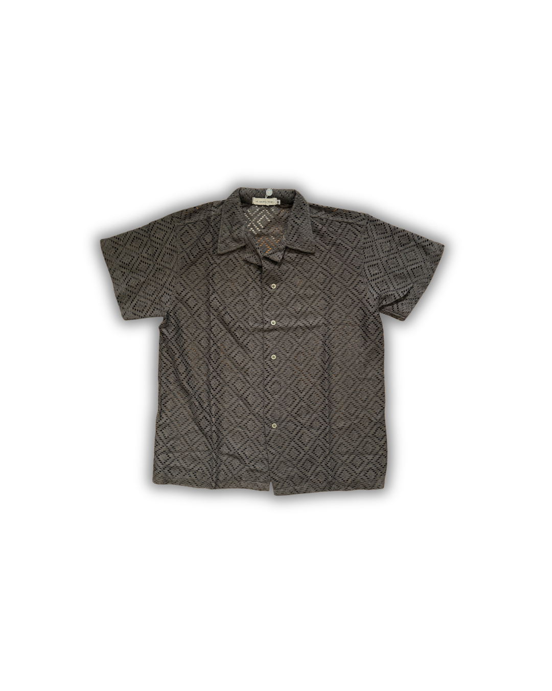 Diamond Weave Open Collar Polo – Espresso