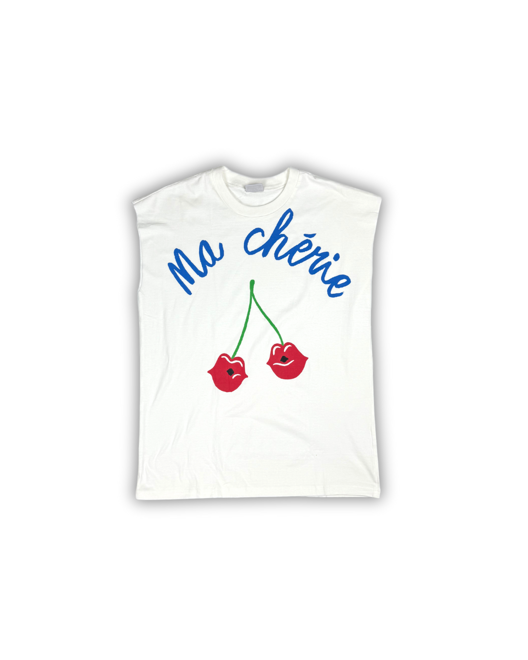 White Ma Chérie Cherry Graphic Muscle Tee