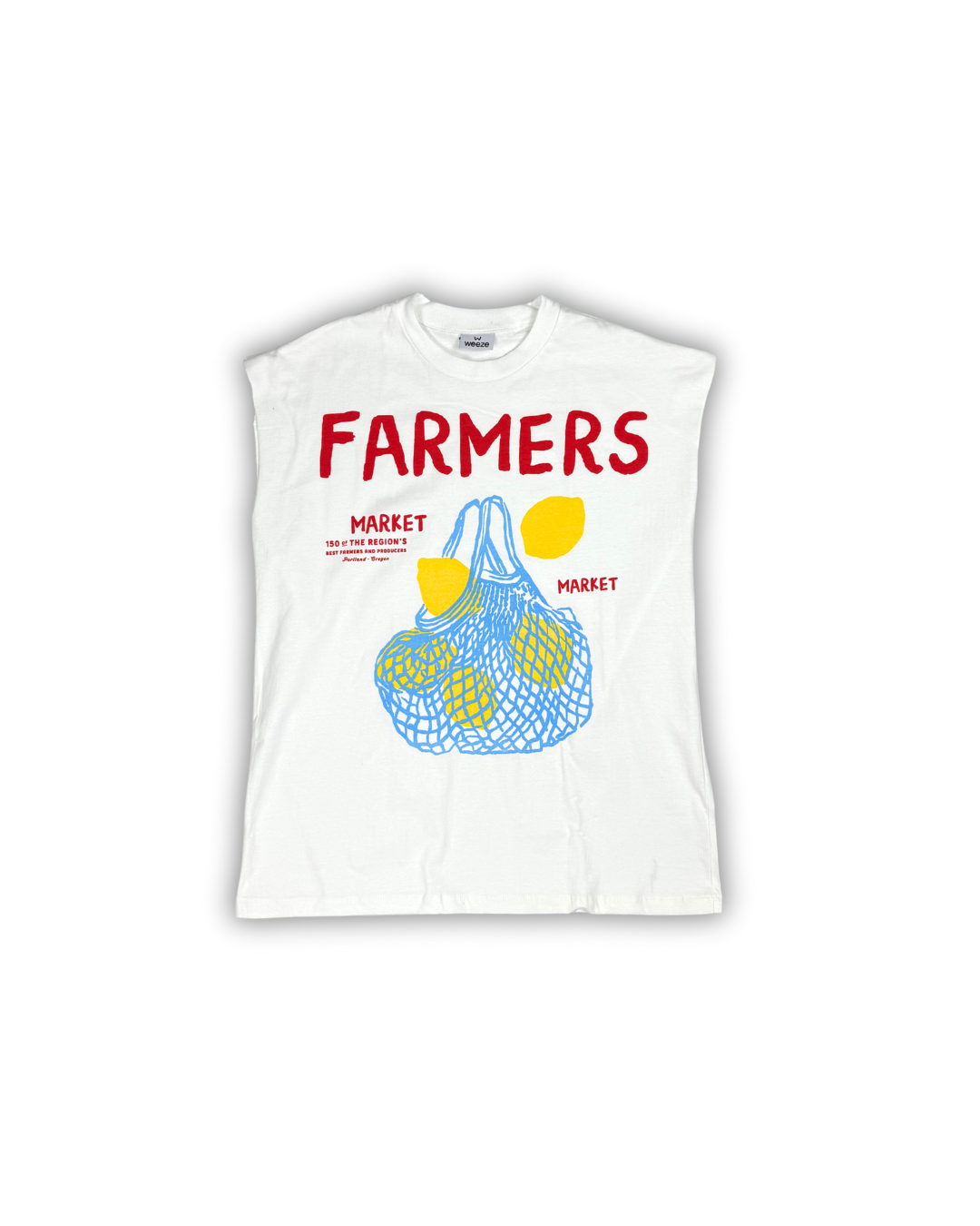 White Farmers Market Lemons Graphic Muscle Tee