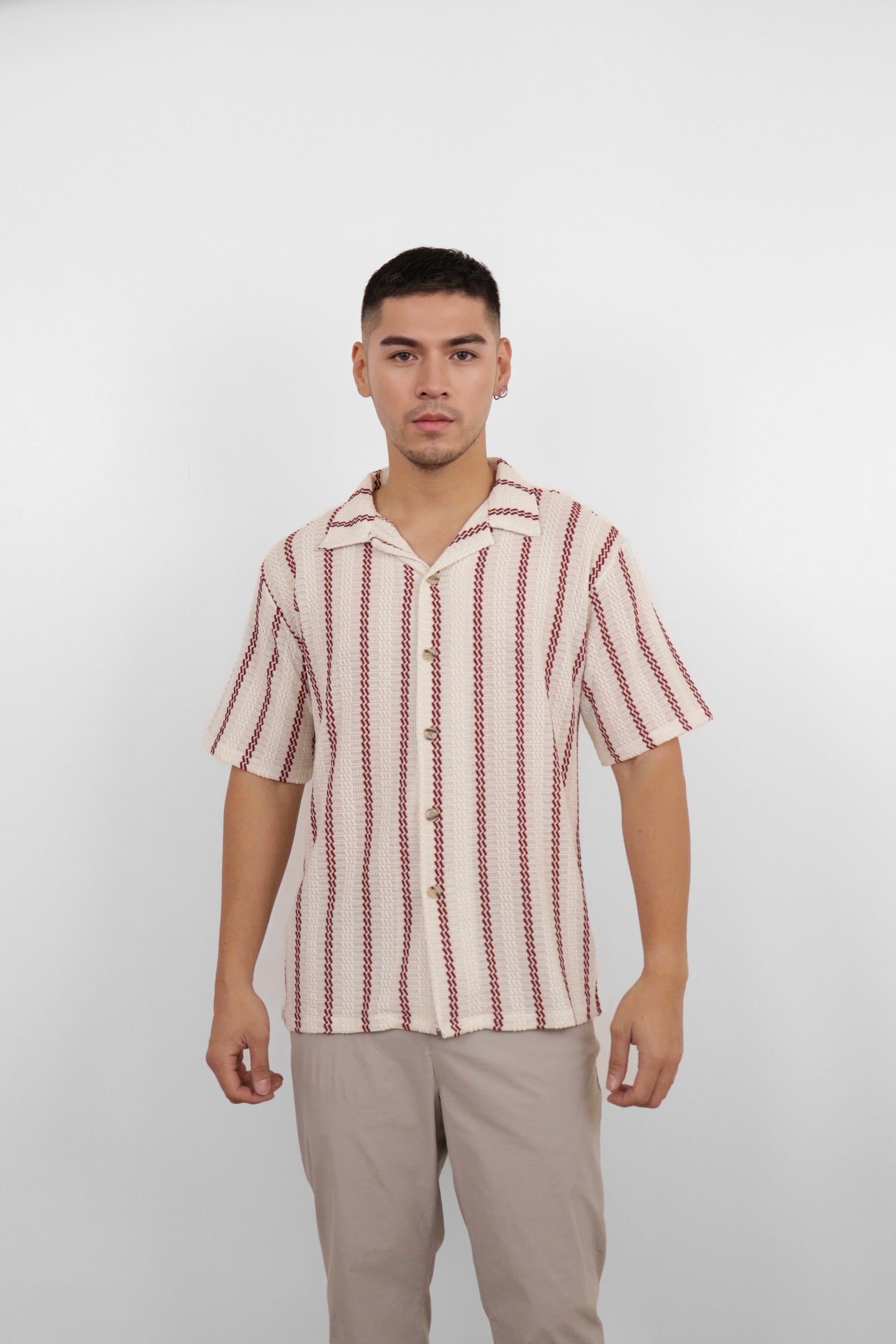 Bordeaux Stripe Camp Shirt