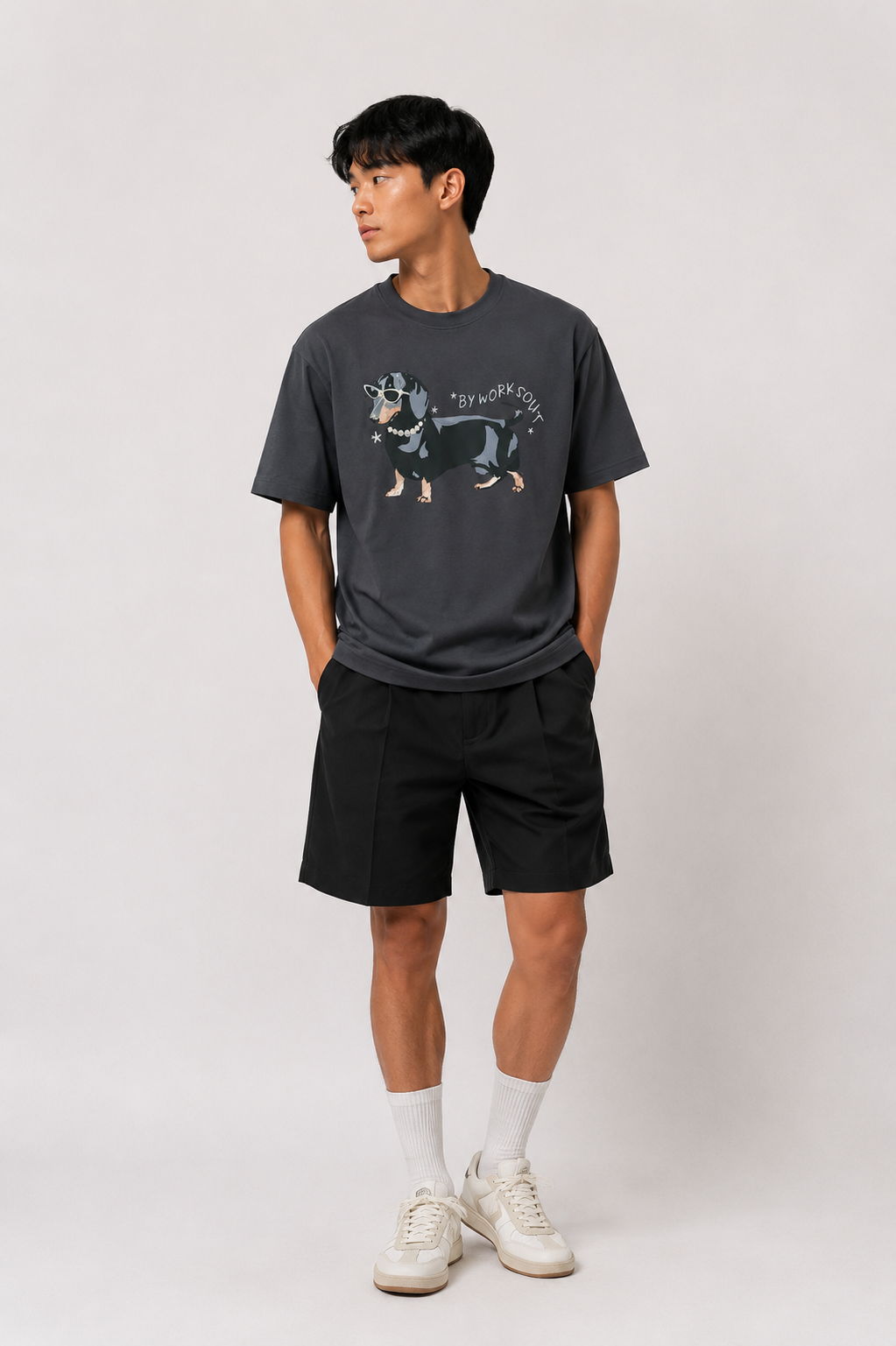 Workwear Dachshund Graphic Tee – Charcoal