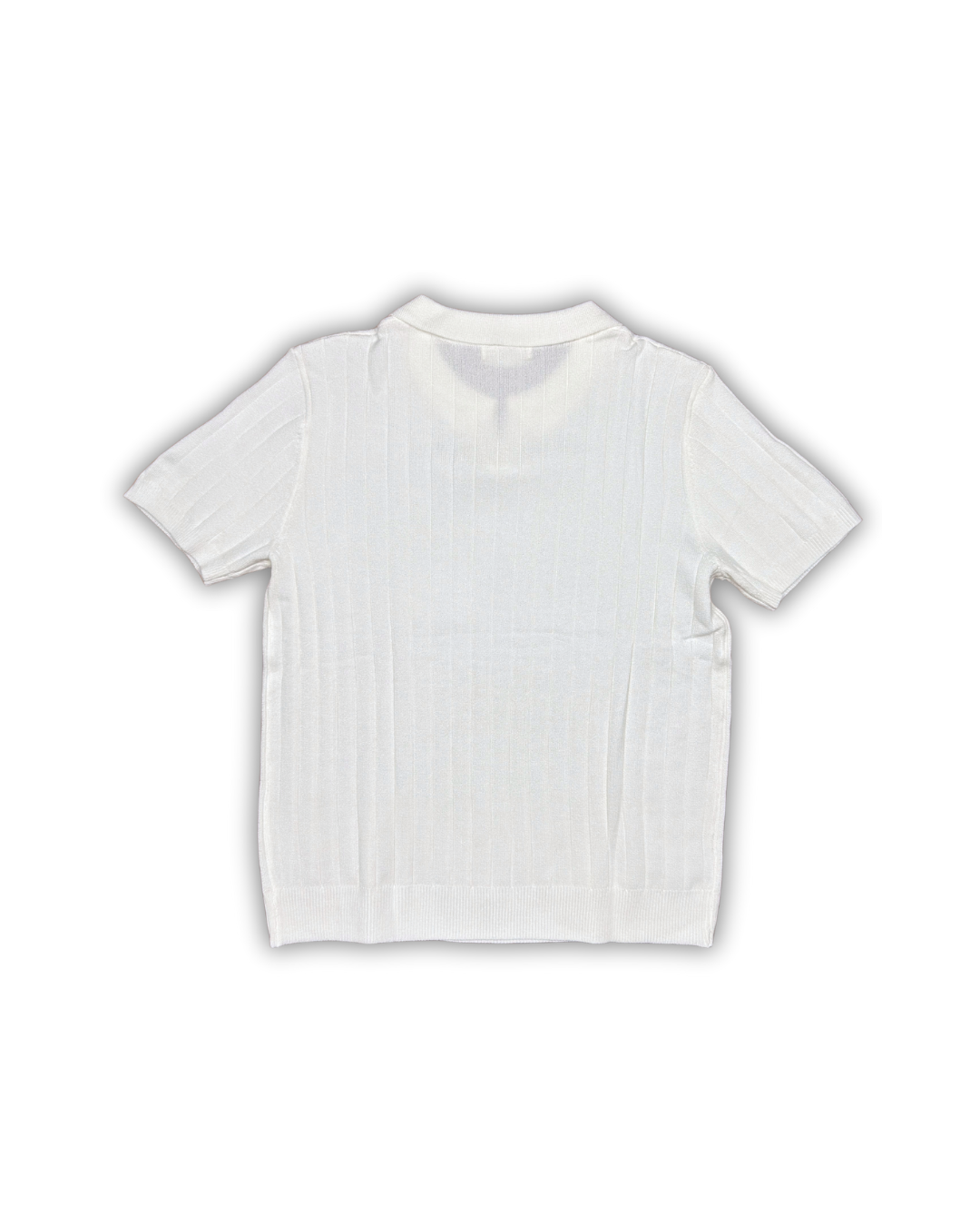 White Ribbed Knit Polo