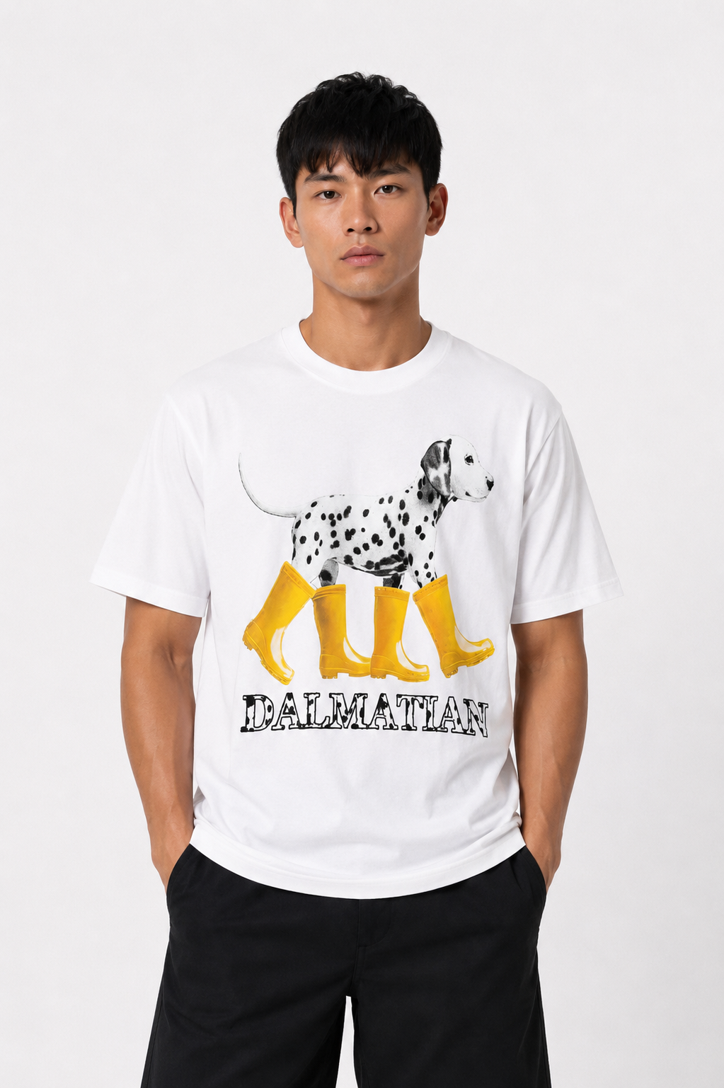 Dalmatian Graphic Tee – White