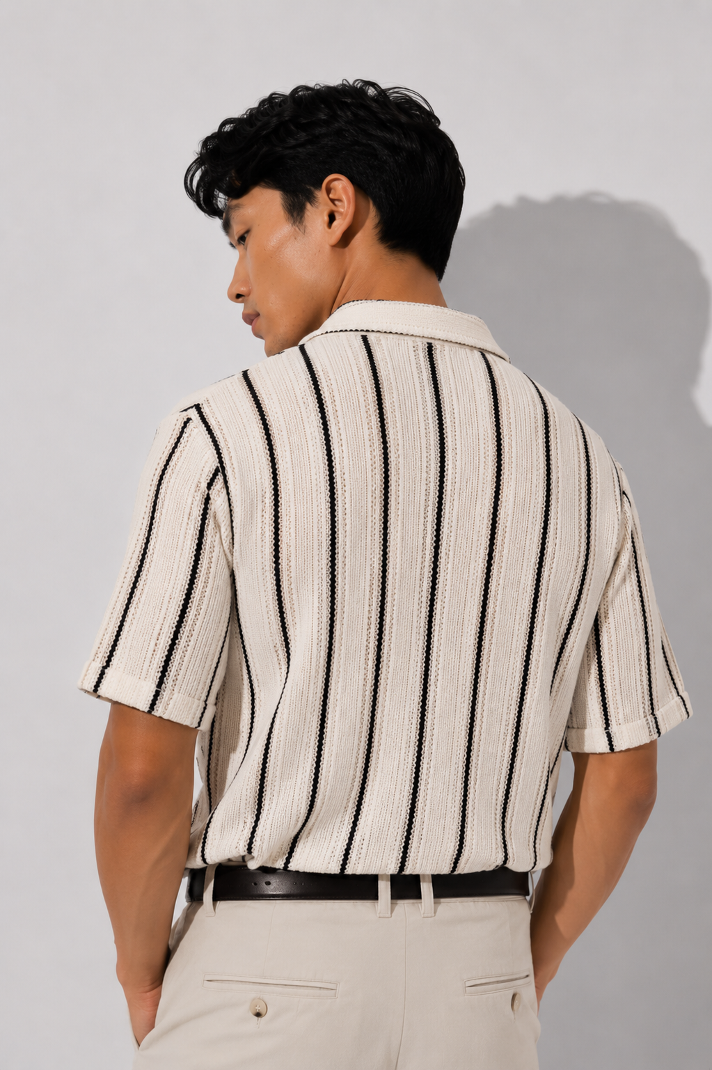 Monochrome Stripe Camp Shirt