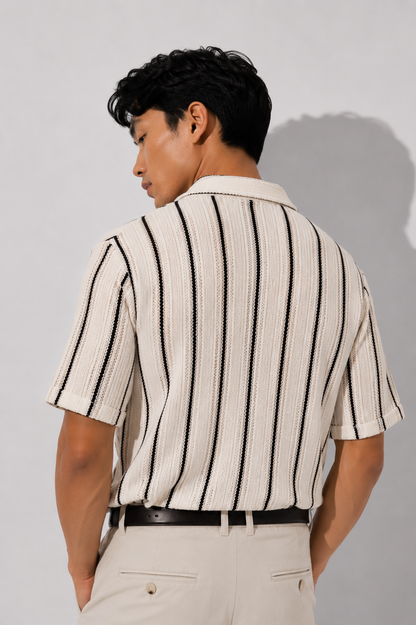 Monochrome Stripe Camp Shirt