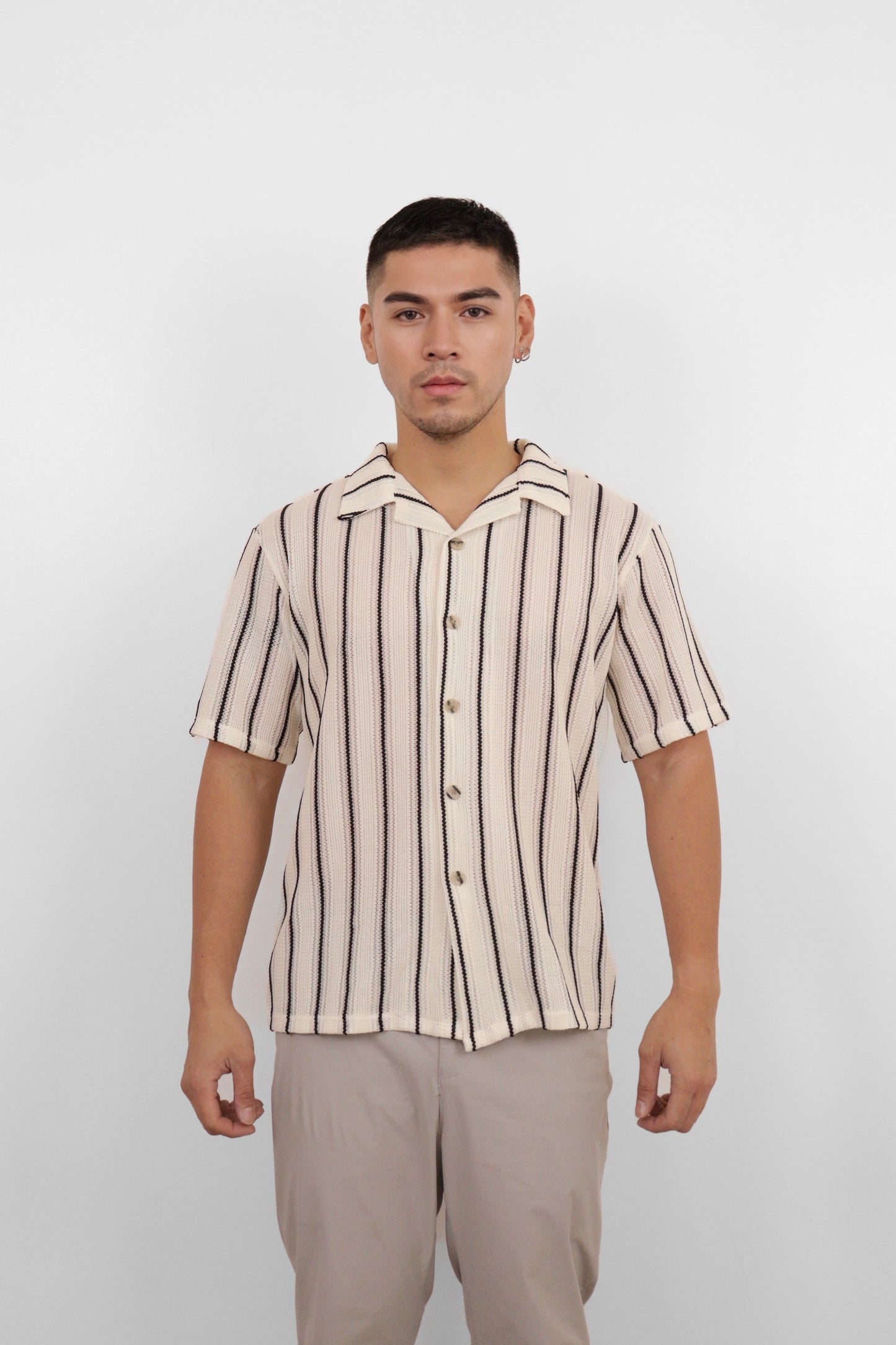 Monochrome Stripe Camp Shirt