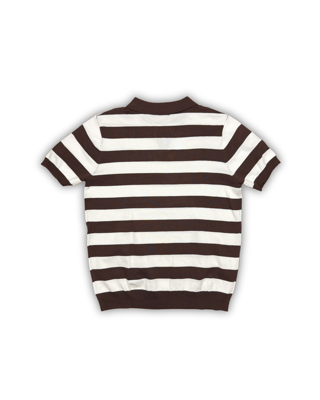 Brown & White Bold Stripe Polo