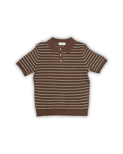 Brown Knit Stripe Polo