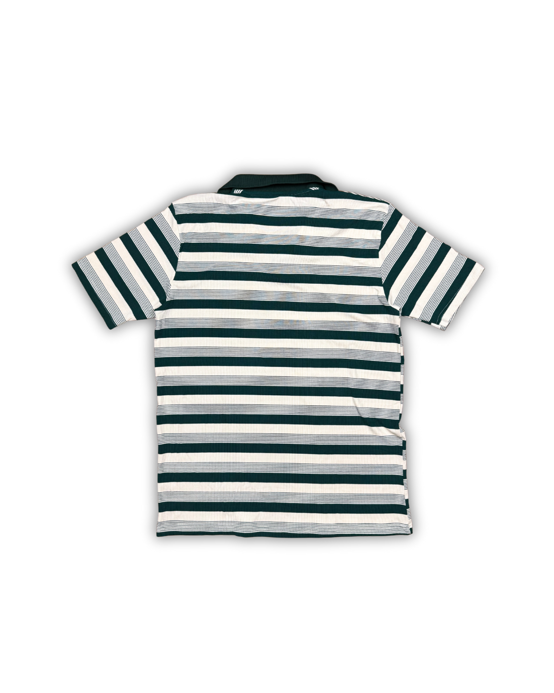 Green & White Contrast Collar Stripe Polo