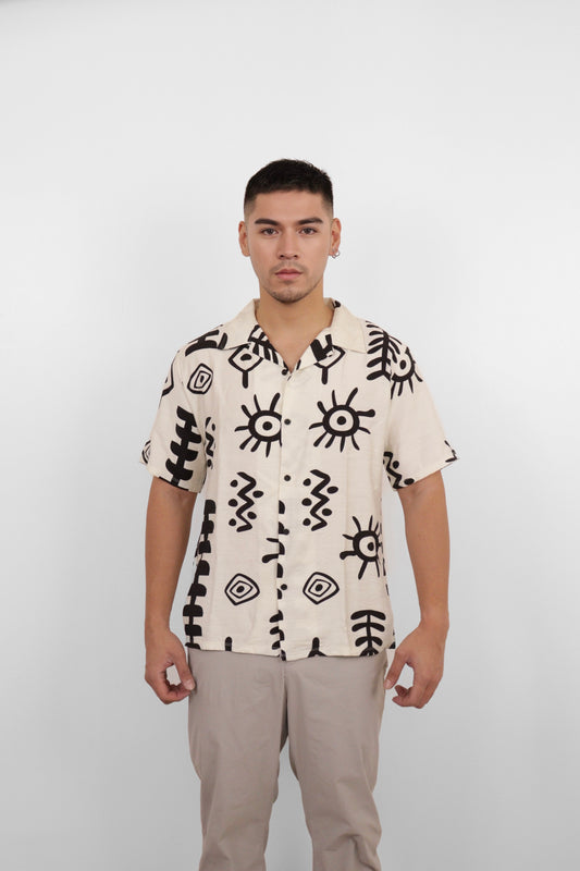 White Tribal Vision Camp Shirt