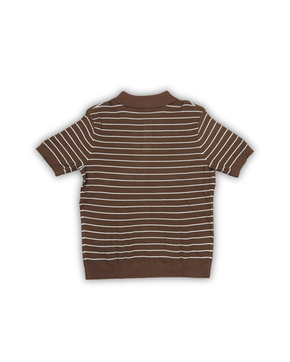 Brown Knit Stripe Polo
