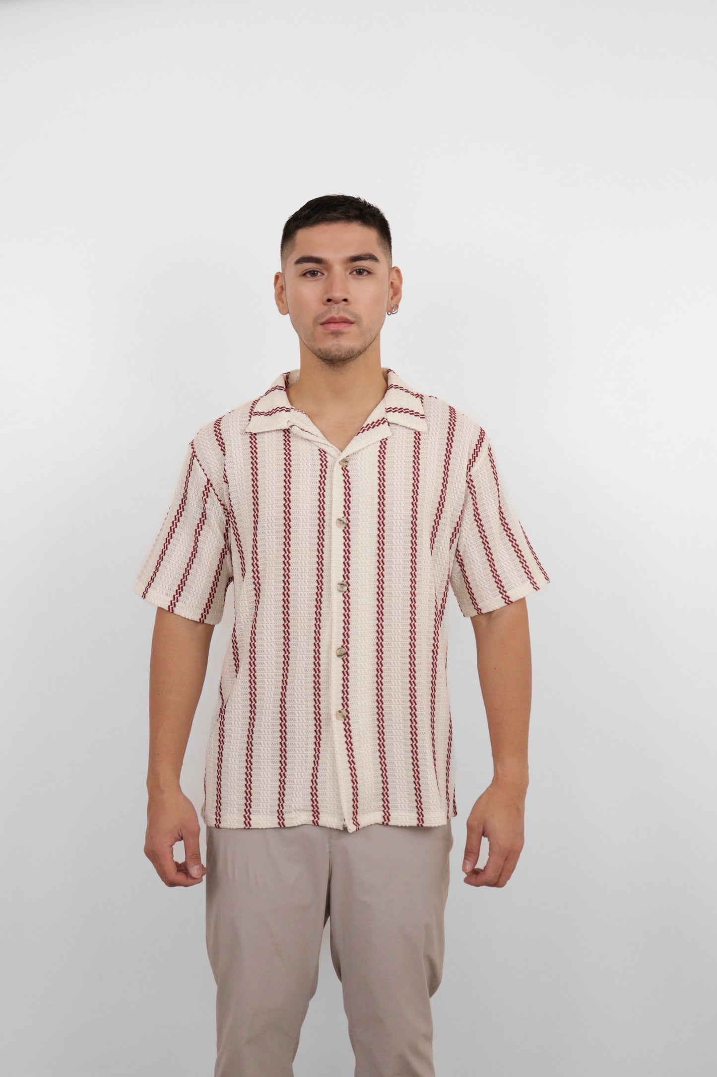 Bordeaux Stripe Camp Shirt