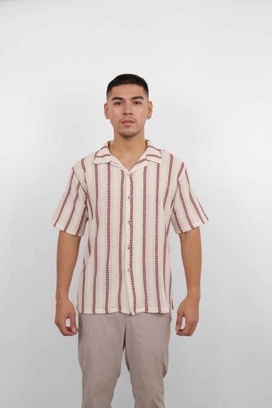Bordeaux Stripe Camp Shirt
