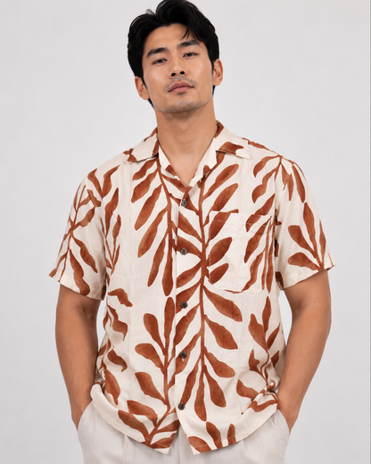 Brown Tropic Vine Camp Shirt
