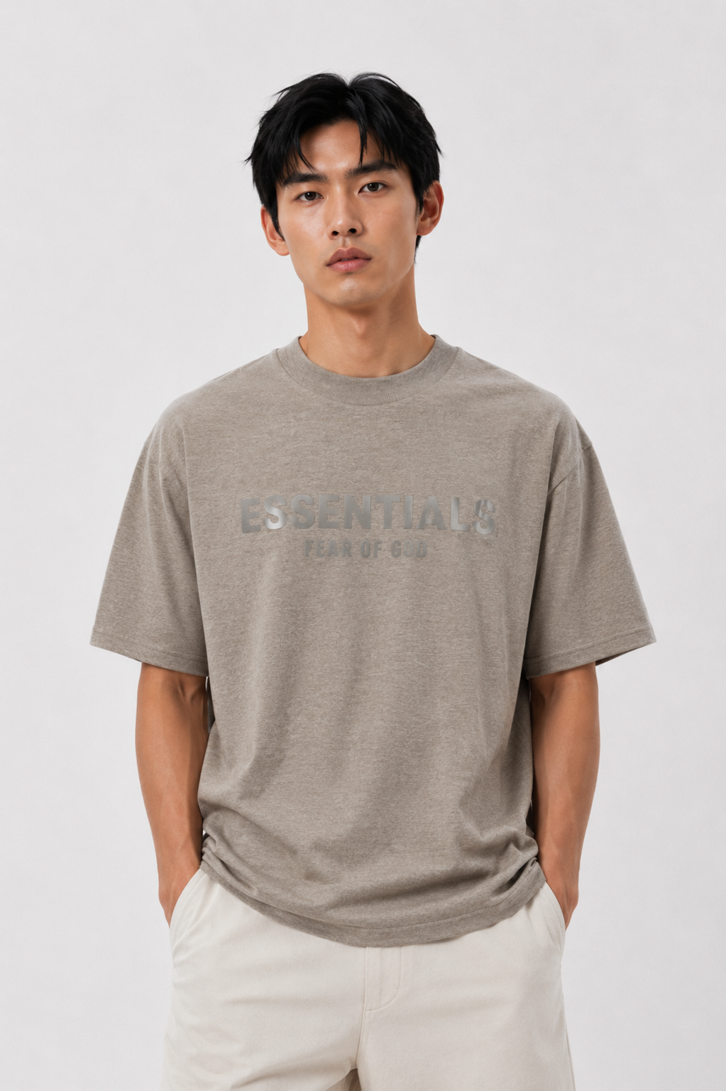Beige Fear of God Essentials Inspired T-Shirt