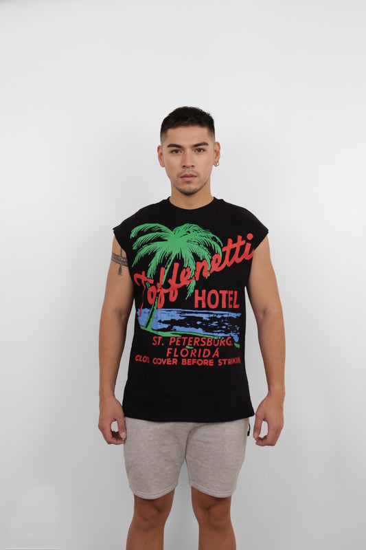 Black Toffenetti Hotel Muscle Tee