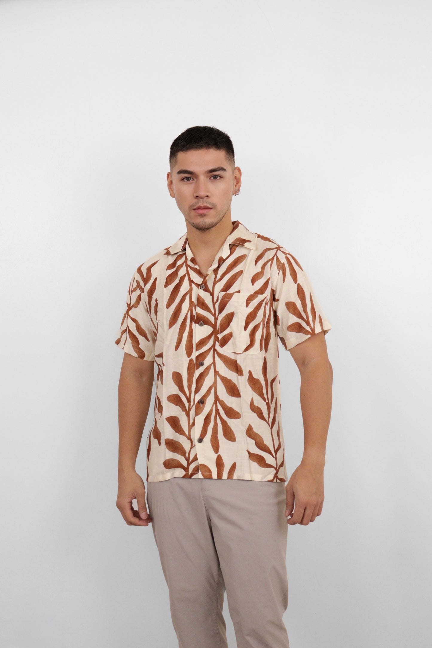 Brown Tropic Vine Camp Shirt