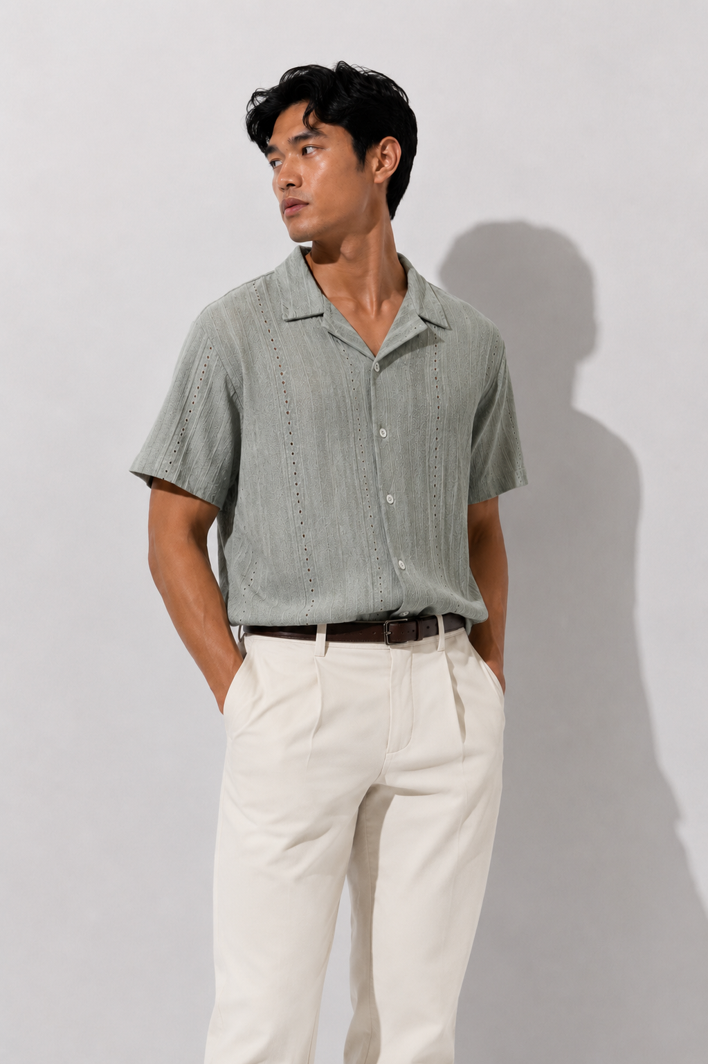 Sage Textured Camp Shirt