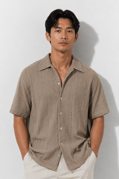 Sandstone Textured Camp Shirt