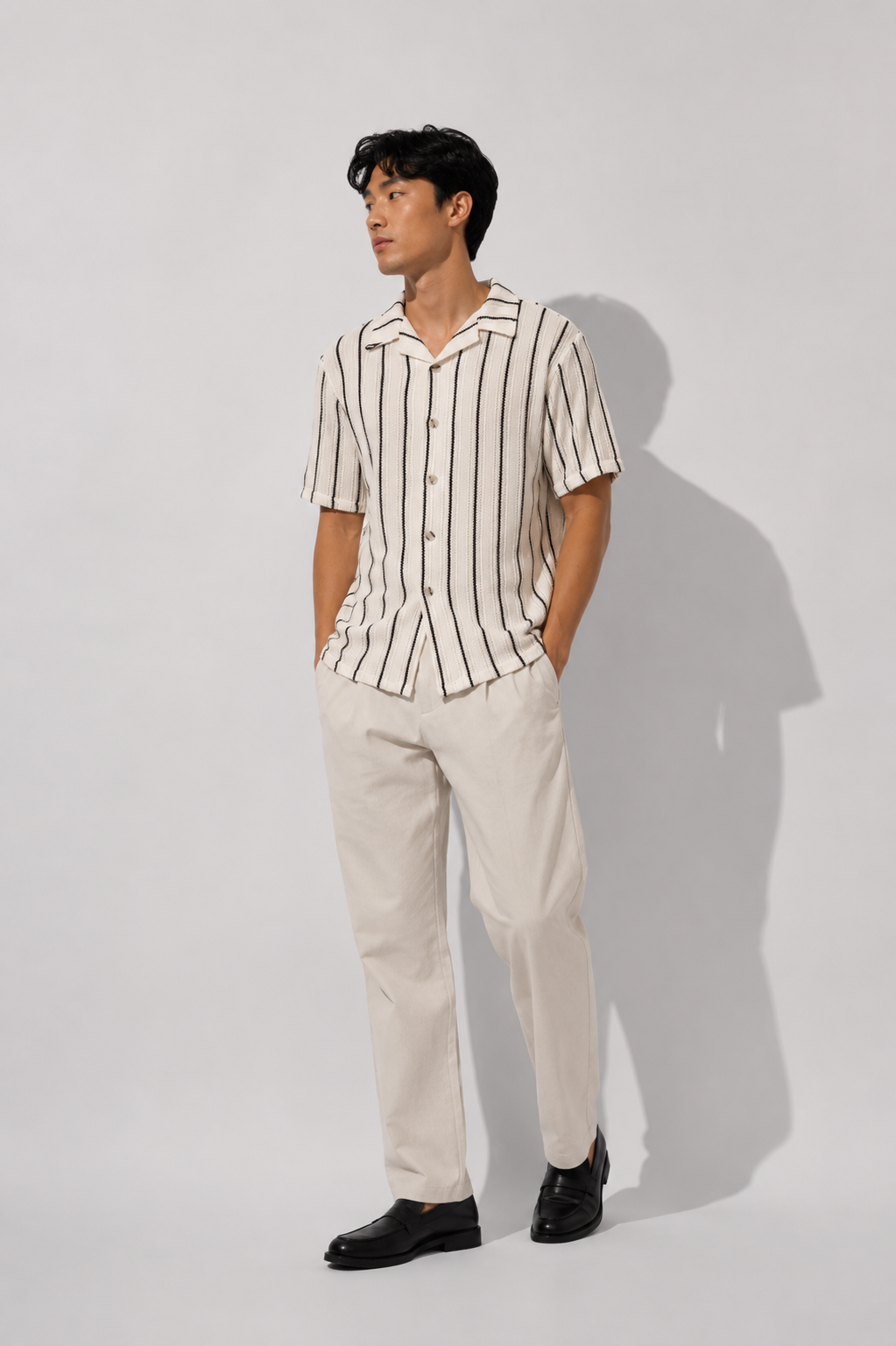 Monochrome Stripe Camp Shirt