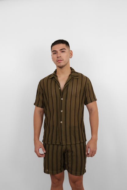 Olive Striped Co-ord Set