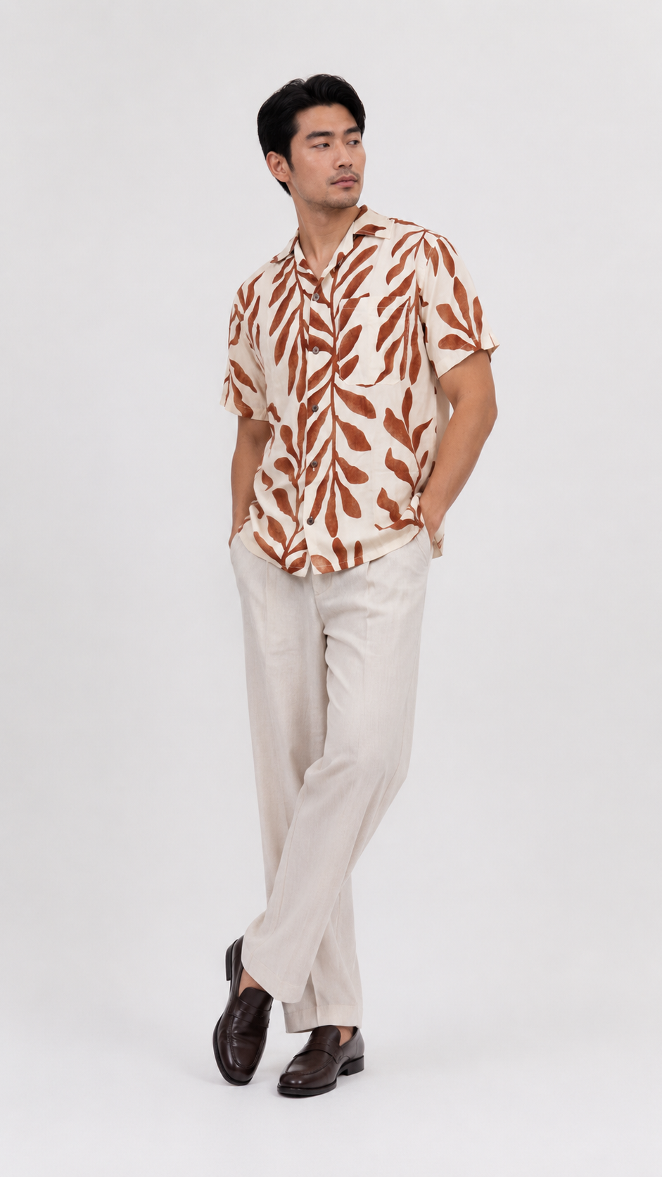 Brown Tropic Vine Camp Shirt