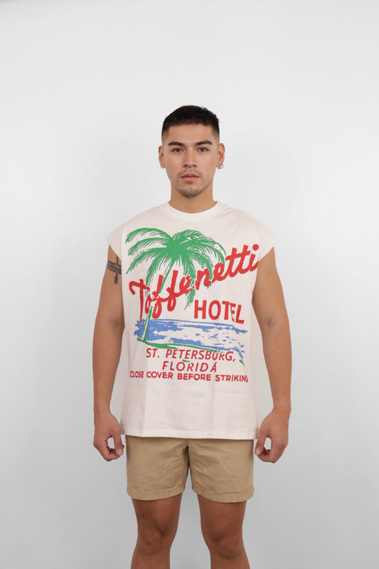 White Toffenetti Hotel Muscle Tee