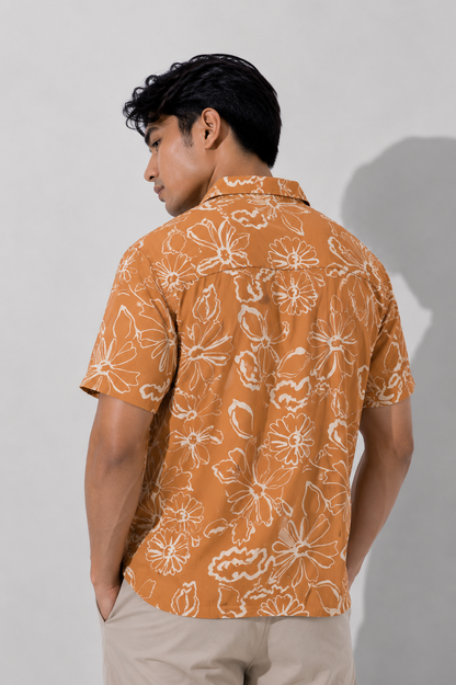 Rust Floral Camp Shirt