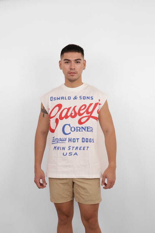 White Casey’s Corner Muscle Tee