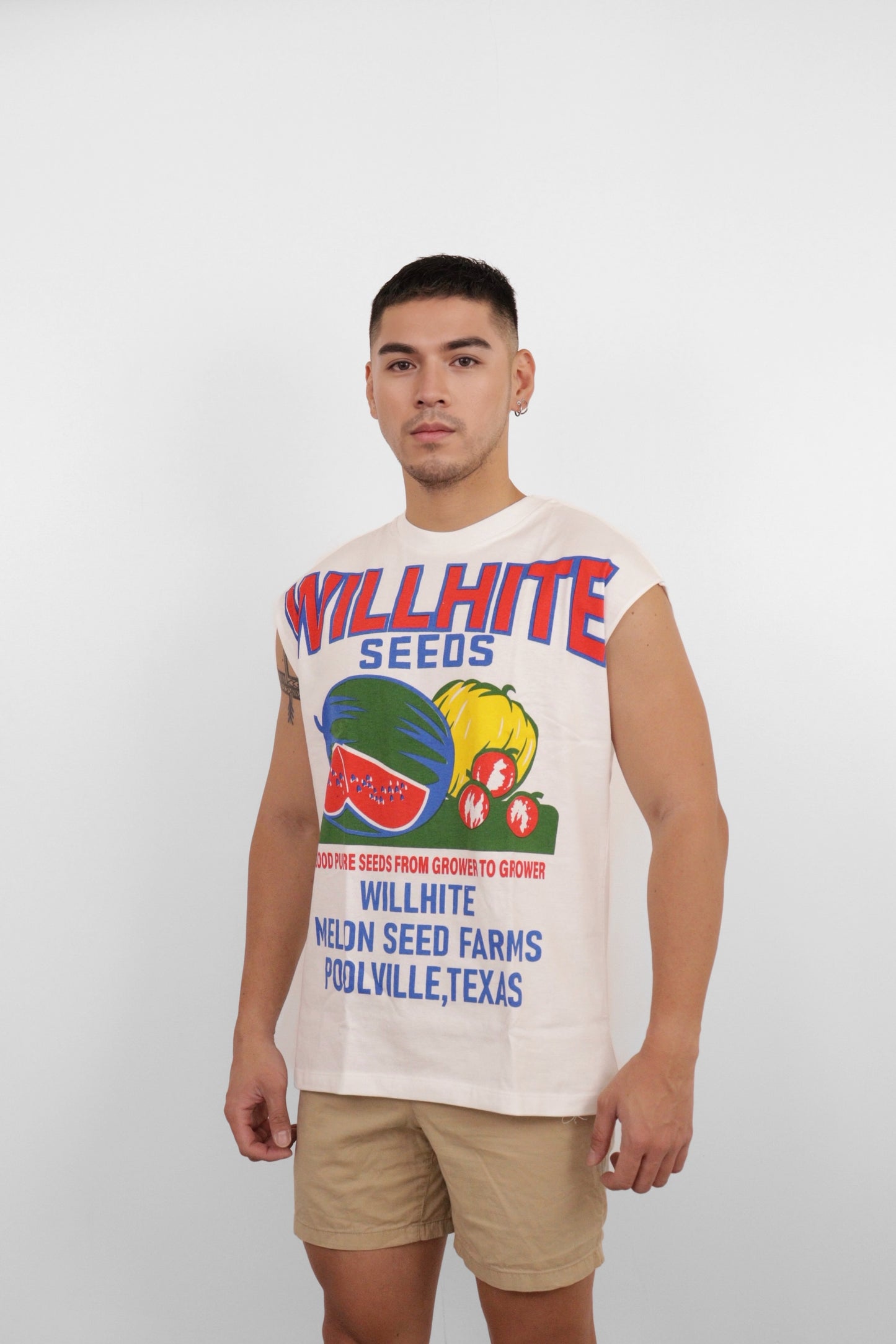 White Willhite Seeds Graphic Muscle Tee