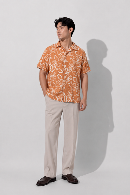 Rust Floral Camp Shirt