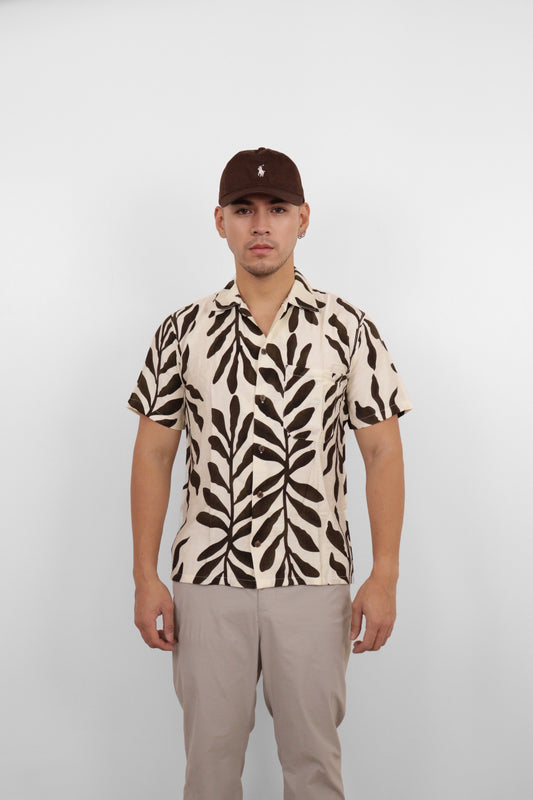 Dark Brown Tropic Vine Camp Shirt