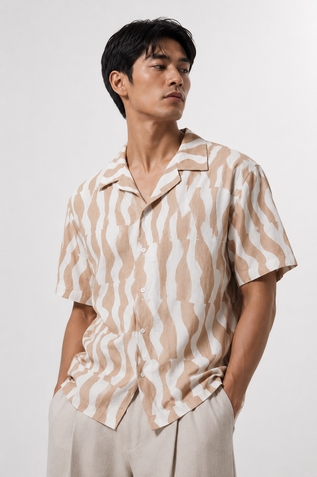 Wave Print Camp Shirt