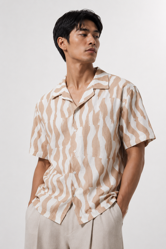 Wave Print Camp Shirt