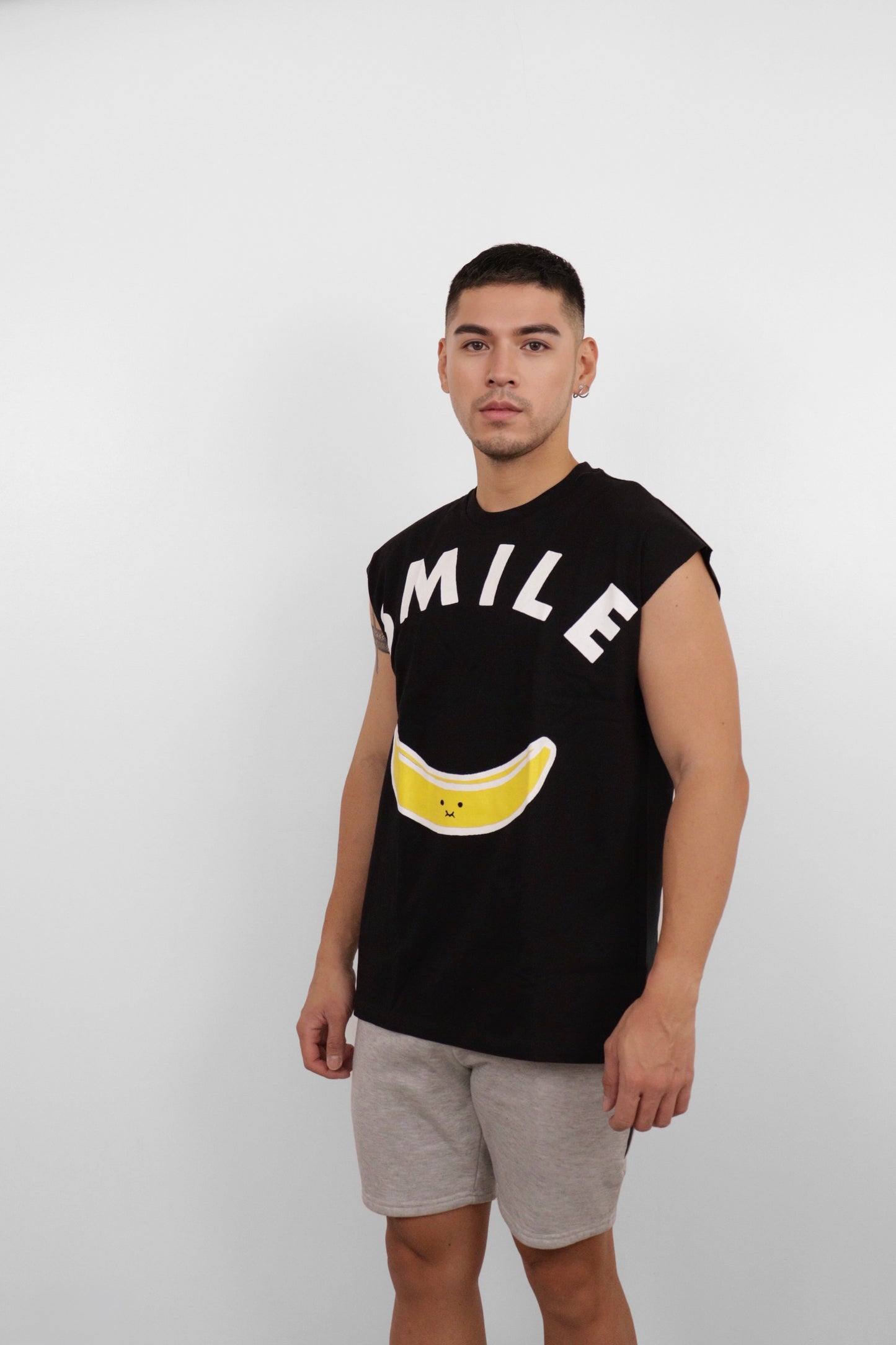 Black Smile Banana Graphic Muscle Tee