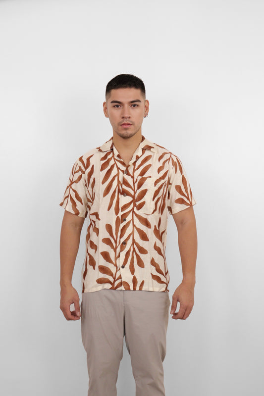 Brown Tropic Vine Camp Shirt