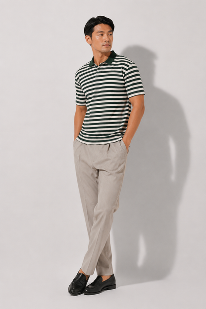 Green Striped Polo