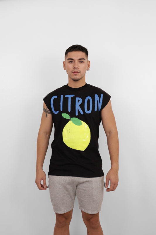 Black Citron Graphic Muscle Tee