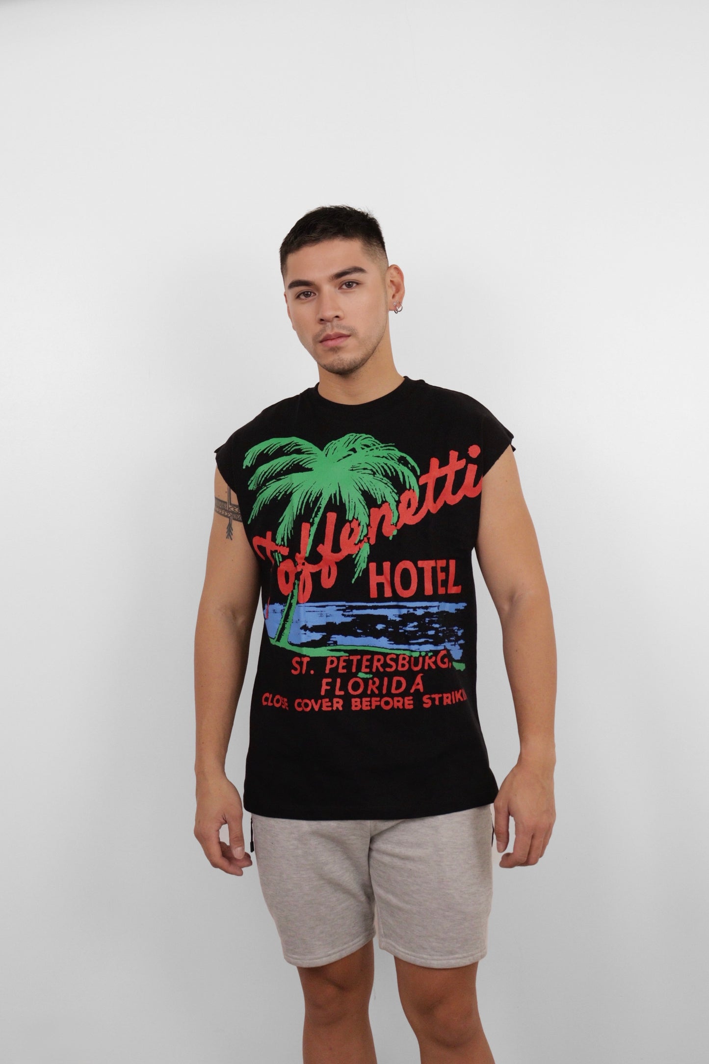 Black Toffenetti Hotel Muscle Tee