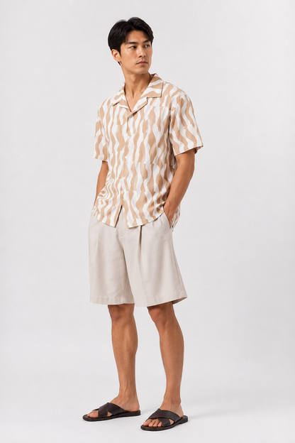 Wave Print Camp Shirt