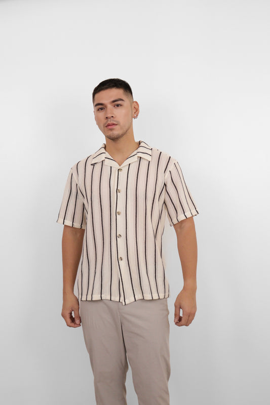 Monochrome Stripe Camp Shirt