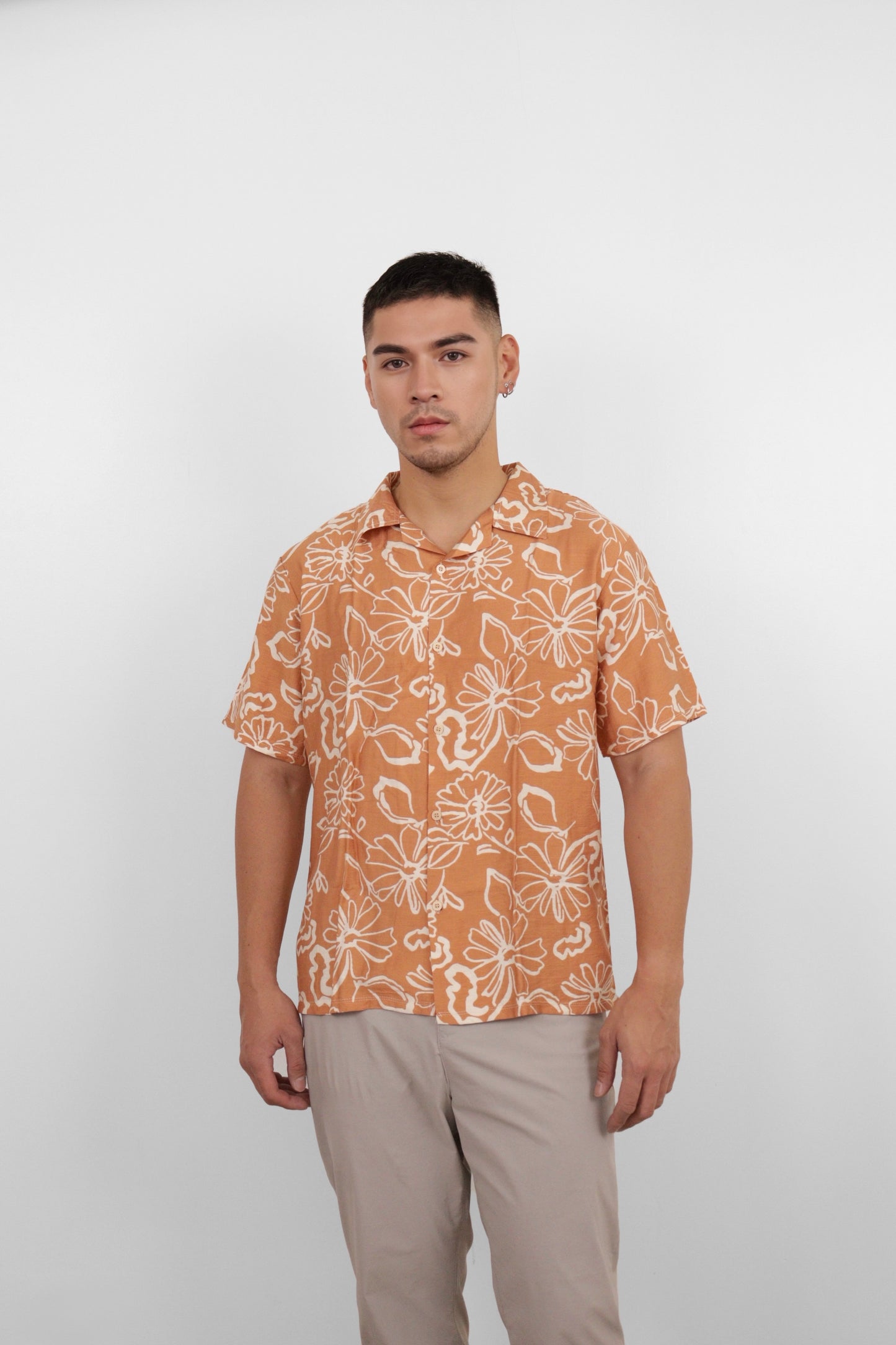 Rust Floral Camp Shirt