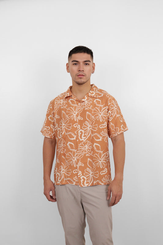 Rust Floral Camp Shirt