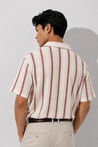 Bordeaux Stripe Camp Shirt