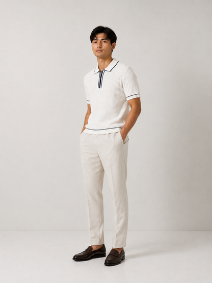 Ivory Riviera Knitted Polo