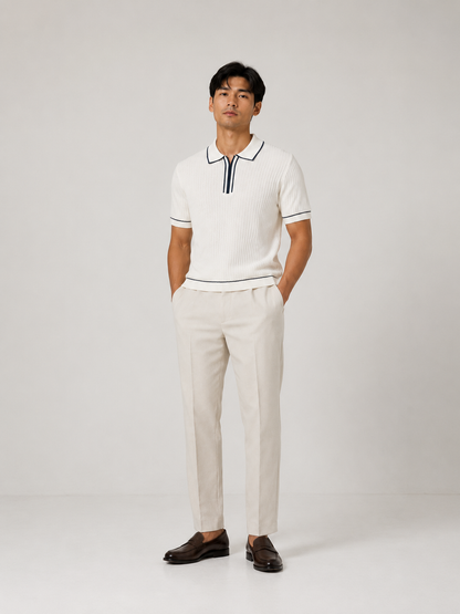 Ivory Riviera Knitted Polo